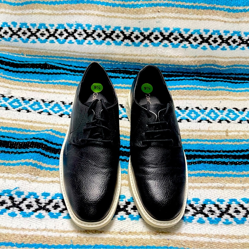 Calvin Klein Black Leather Oxfords